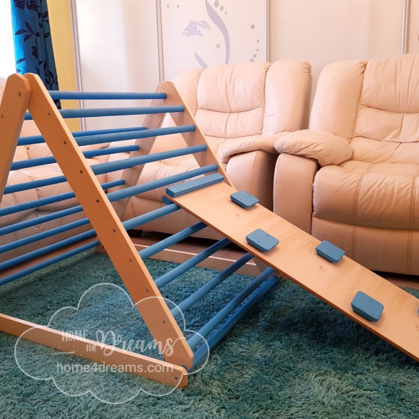 A blue indoor baby climbing toy 