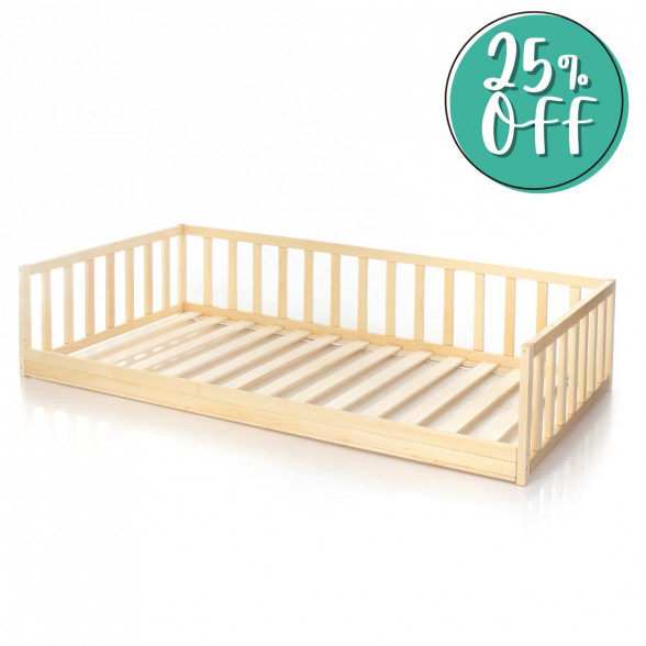 Montessori Toddler Floor Bed With Storage and Rails | Homefordream