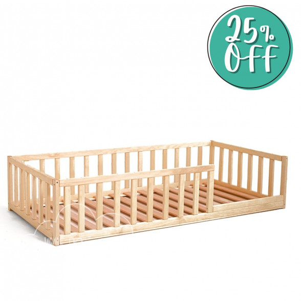 Montessori Toddler Floor Bed With Storage and Rails Homefordream