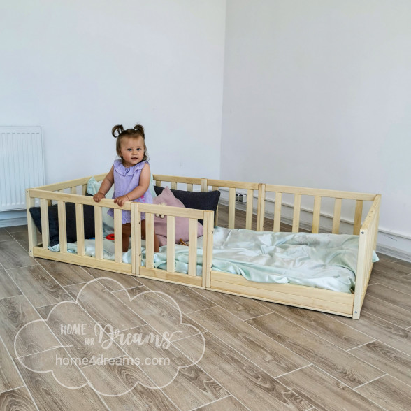 Montessori Toddler Floor Bed With Storage and Rails Homefordream