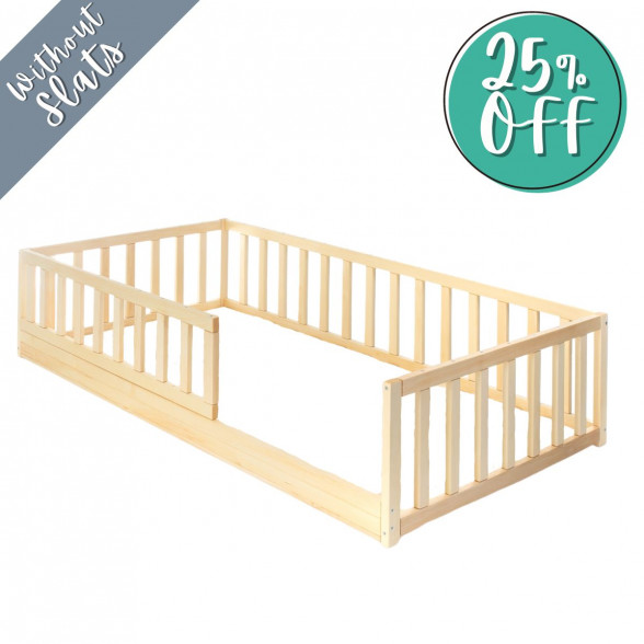 Montessori Toddler Floor Bed With Storage and Rails Homefordream