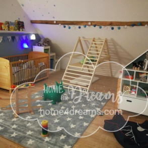 A climbing ladder for toddlers located in a child’s bedroom