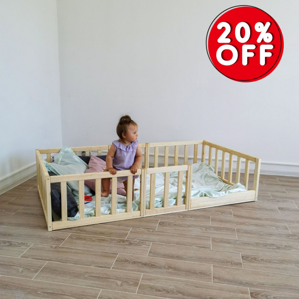 Montessori Toddler Floor Bed With Storage and Rails Homefordream